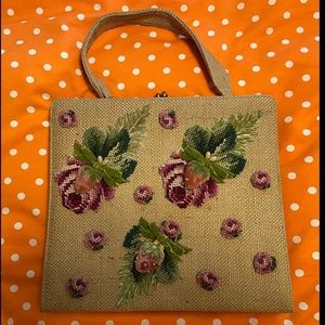 40s-50s Decorated Straw Handbag